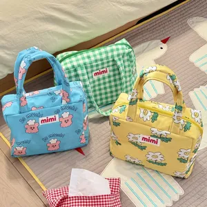 Cute Korean style floral and checkered large capacity handbags for baby and travel