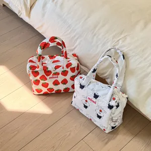 Cute printed large capacity handheld mother and baby bags in strawberry and cat styles