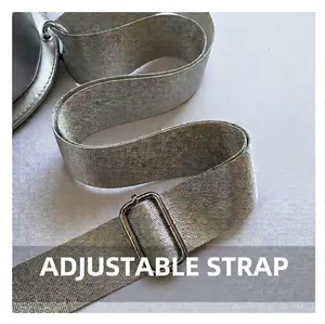 Close-up of a durable adjustable woven shoulder strap with a metal buckle for bag