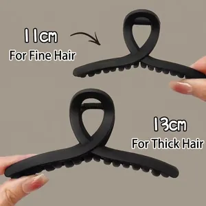 Close-up comparison of 11cm and 13cm matte black hair claw clips for different hair volumes