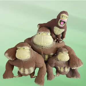 Set of four brown gorilla stretch toys in various sizes for effective stress relief