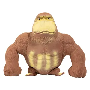 Muscular brown gorilla stress relief squeeze toy with soft texture and slow rebound