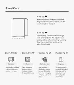 Detailed care and disinfection instructions for soft waffle weave cotton bath towels