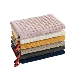 Soft honeycomb waffle weave 100% cotton face towel set in assorted stylish colors
