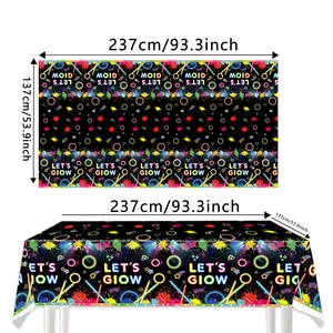 Neon-Glow-Party-Tischdecke Detailgröße 237x137cm mit lebhaftem Let's Glow Design