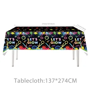 Neon Party Tischdecke 137x274cm für farbenfrohe und lebendige Geburtstagsdekoration.