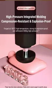 High-pressure resistant pink hot water bottle undergoing a heavy weight durability test