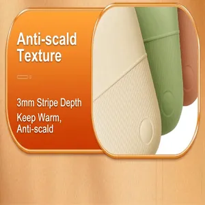 Detail of hot water bottle with 3mm deep anti-scald vertical stripe texture.