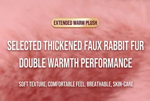 Close-up detail of thickened pink faux rabbit fur material for hot water bottle