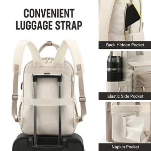 Large women's travel backpack with luggage strap and hidden functional pockets