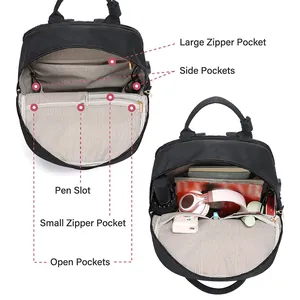 Large capacity women's travel backpack with organized multi-pocket interior storage