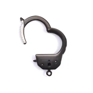 Close-up of black heart-shaped stainless steel handcuff clasp for DIY jewelry making