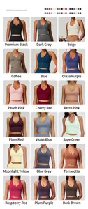Farbtabelle für nahtlose Halterneck-Sport-BHs mit 18 lebendigen Fitness-Top-Optionen