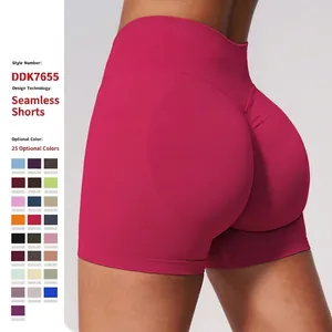 Women Seamless High Waist Yoga Shorts Tummy Control Slim Workout Biker Bottoms Athletic Booty Lift Sport Running Tight Gym Shorts