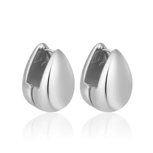 Elegante silberfarbene, klobige geometrische Teardrop-Ohrringe aus poliertem Edelstahl