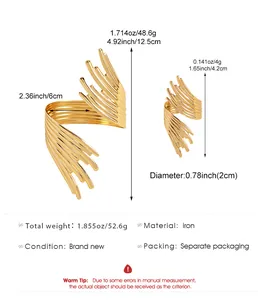 Detailed dimensions and weight specifications for geometric gold open jewelry set