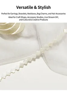 Close-up detail of natural white mother-of-pearl shell clover beads for DIY jewelry making