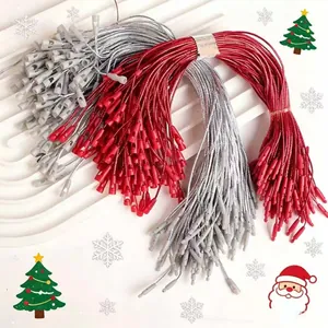 20cm red and silver metallic thread tag strings with plastic bullet head fasteners