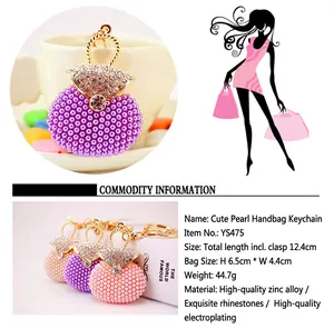 Vue détaillée de porte-clés sac à perles avec dimensions et spécifications techniques