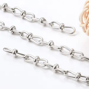 Close-up macro view of high-quality polished silver titanium steel necklace chain links