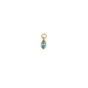 Marquise cut blue birthstone zircon pendant with gold plated copper for DIY jewelry