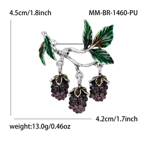 Detailed view of mulberry fruit brooch with 4.5cm size and 13g weight specifications
