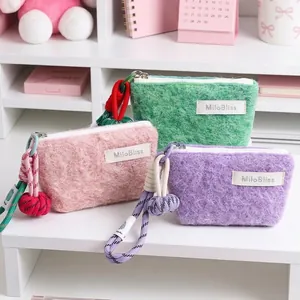 Fuzzy Plush Coin Purse Mini Storage Bag Portable Soft Zipper Pouch For Lipstick Earphones Women Wristlet Bag