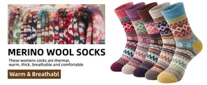 Detailed macro view showing five pairs of thick ethnic vintage merino wool socks