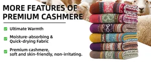 Detailed view of ethnic pattern thick cashmere socks with premium warmth features
