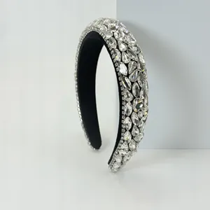Baroque padded headband encrusted with shimmering crystals and rhinestones