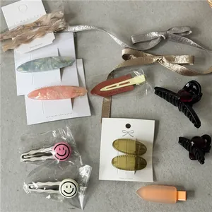 Handmade Knitted Wool Hair Clip Vintage Triangle Teardrop Snap Clip Warm Soft Fabric Headwear Women Girls Accessories