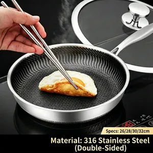 316L Stainless Steel Frying Pan Honeycomb Non-Stick Skillet Physical Non-Stick No Coating Induction Safe Kitchen Cookware