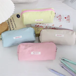 Pastel macaron colored pencil cases with large capacity for student stationery storage