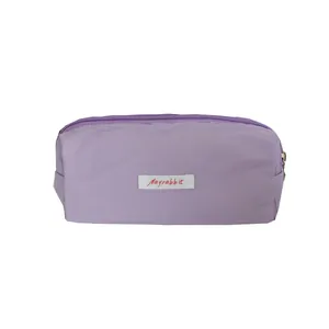 Minimalist macaron purple pencil case for students, large capacity stationery storage pouch