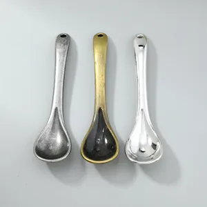 Vintage Alloy Spoon Charms For Necklace Bracelet DIY Jewelry Making Antique Bronze Silver Spoon Pendants Accessories