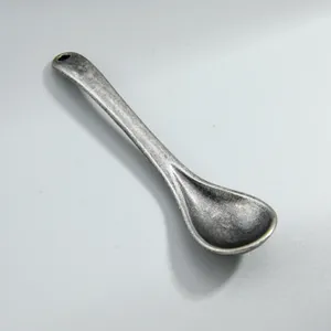 Minimalist vintage alloy small spoon pendant with antique silver finish for DIY crafts