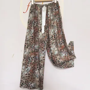 Comfortable and breathable leopard print viscose wide leg pajama pants for daily loungewear