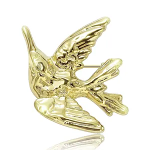Broche Colibri en Alliage Vintage pour Femme Mode Forme d'Oiseau Animal Épingle de Costume Accessoire Décoratif Or Argent
