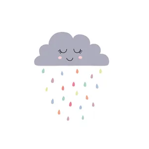 Cute cartoon smiling cloud and colorful raindrops waterproof self-adhesive wall sticker