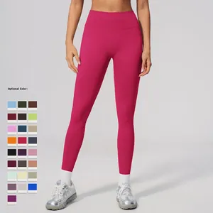 High-waist seamless yoga leggings with peach lift effect in 25 colors.