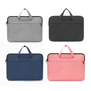Laptop Bag Business Briefcase Polyester Handbag With Front Zipper Pocket And Luggage Strap Simple Urban For Men Women