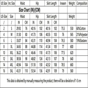 Detailed size chart for women's mid-waist straight-leg ripped jeans with IN and CM units