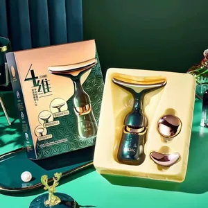 4-in-1 electric facial massage device set with interchangeable heads in gift box