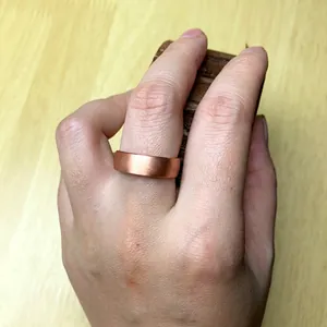 Minimalist pure copper magnetic matte 6mm adjustable open ring jewelry accessory