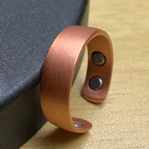 Magnetic Therapy Ring Pure Copper Adjustable Open Plain Surface Brushed Health Care