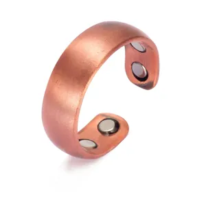 Adjustable pure red copper magnetic ring with a matte finish therapy design