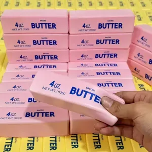 Pink simulation butter block slow-rebound squishy stress relief toy for kids and adults
