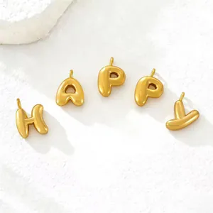 3D balloon style 18k gold plated letter pendants spelling HAPPY for DIY jewelry