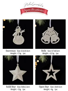 Spécifications détaillées des ornements de Noël blanc pailleté avec bonhomme de neige et cloches