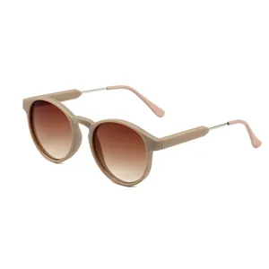 Retro round sunglasses with brown gradient lenses for men and women 45-degree view
